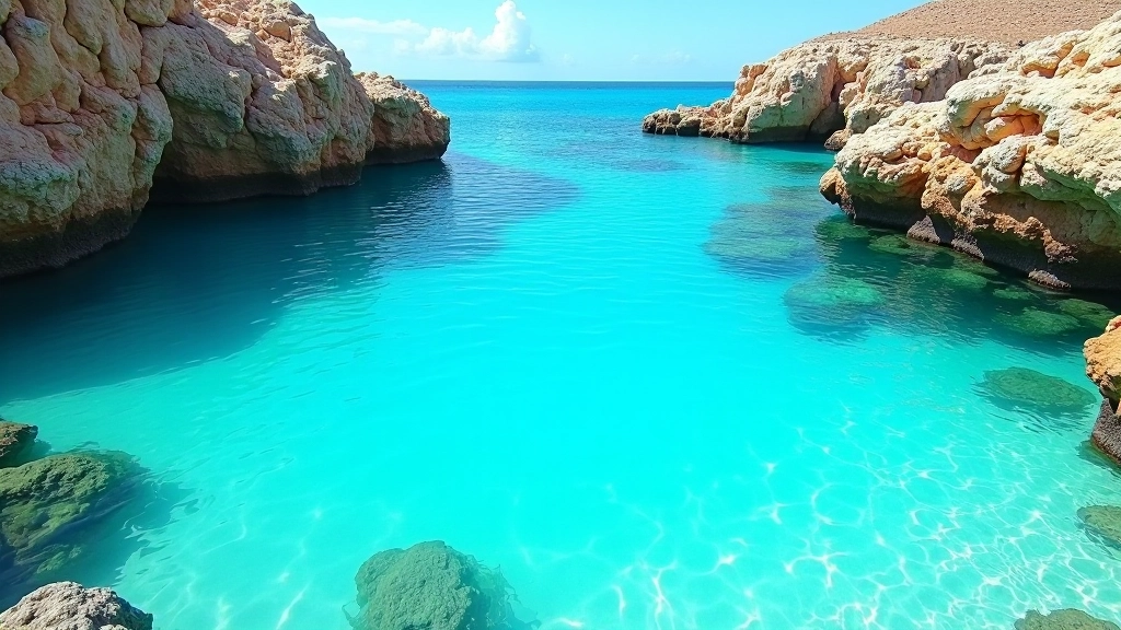Calendario de mareas marcado con números, agua azul clara en pozas de marea durante marea baja